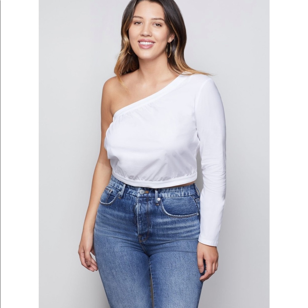 Good American off shoulder top